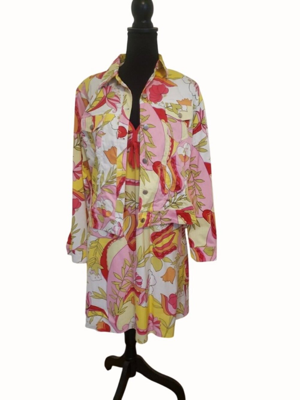 Tori Richard Honolulu Dress Jacket Set Womens 10 Dress 12 Jacket Tropical Cotton